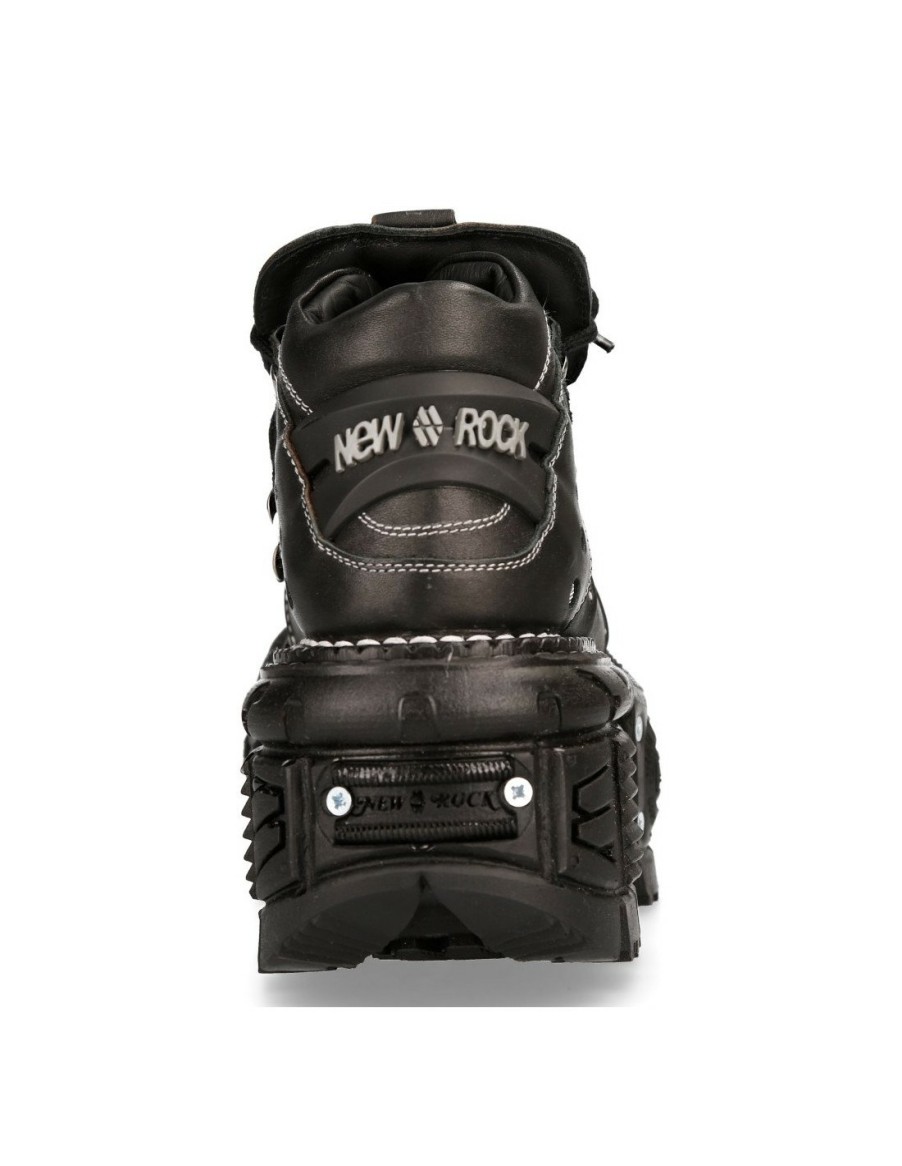 Women New Rock | Ankle Boot Black Imperfect With Laces M-Tank106-C4