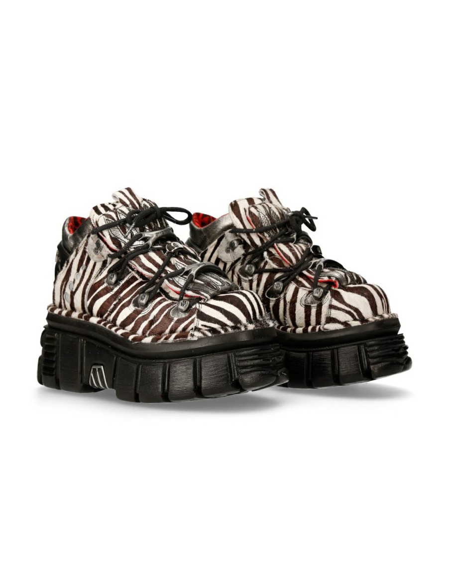 Women New Rock | Ankle Boot Animal Print Tower With Laces M-Met011-C9